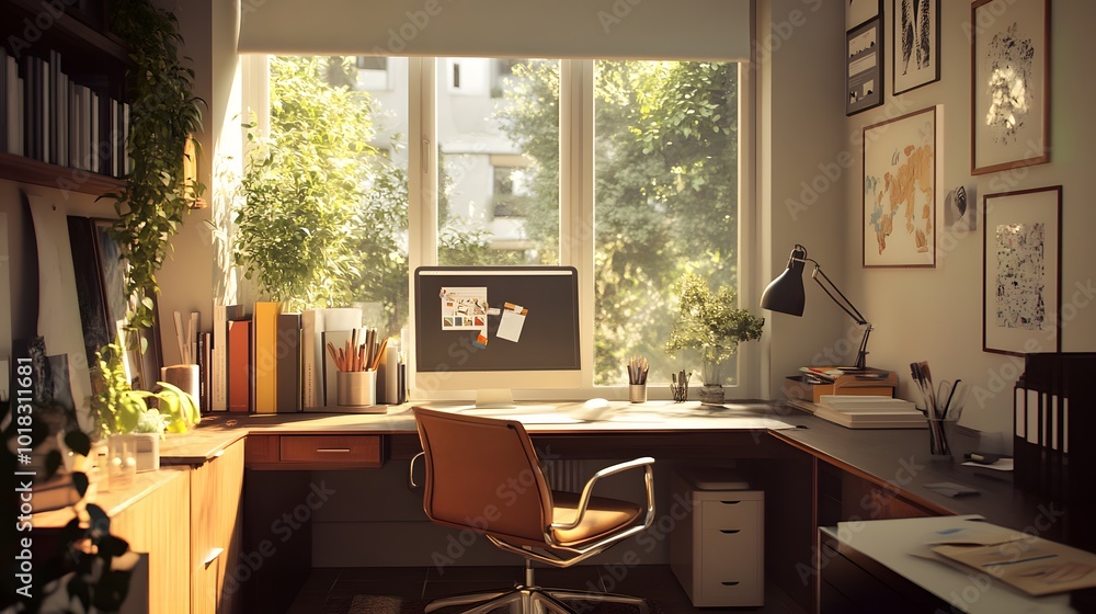Fototapeta premium 91. A creative workspace filled with inspiration for a virtual assistant