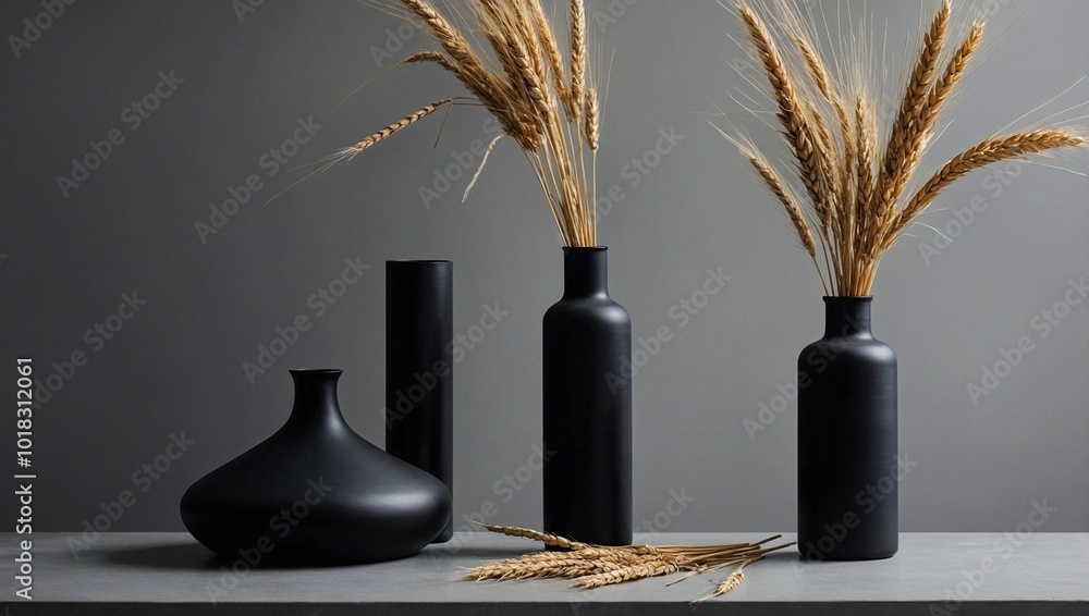A sleek matte black vase