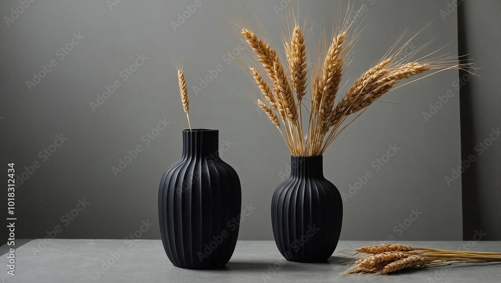 A sleek matte black vase