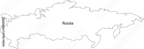 Outline Map of Russia Vector Illustration 