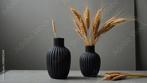 A sleek matte black vase