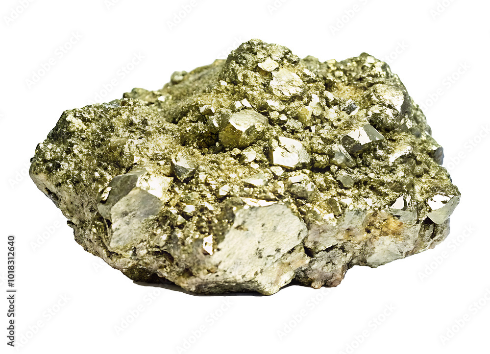 set of Uncut iron pyrite stone isolated on white background.AI GENERATED set of Uncut iron pyrite stone isolated on white background.AI GENERATED