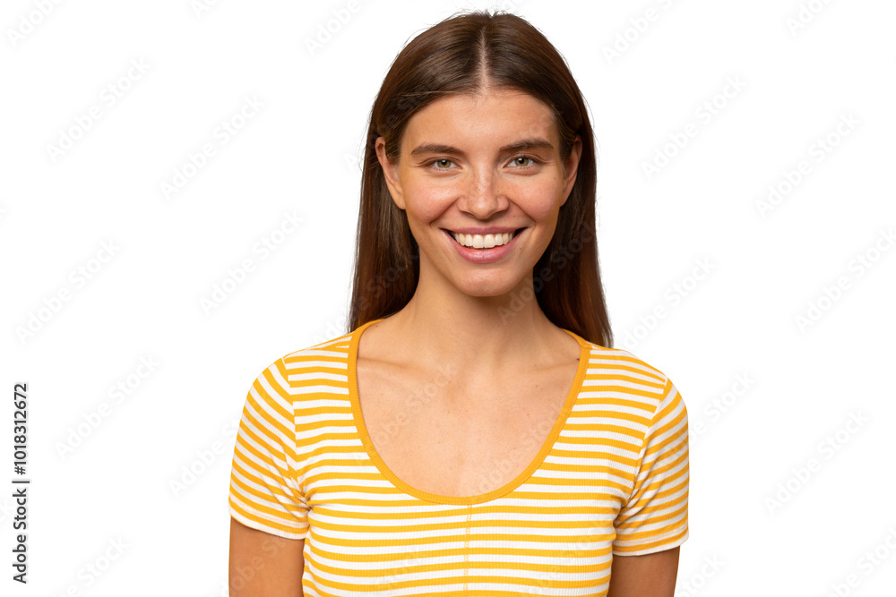Studio portrait of enthusiastic university student girl smiling Studio portrait of enthusiastic university student girl smiling
