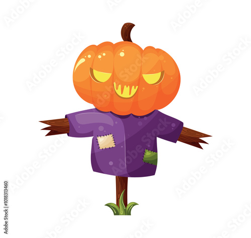 halloween pumpkin man, vector character scarecrow