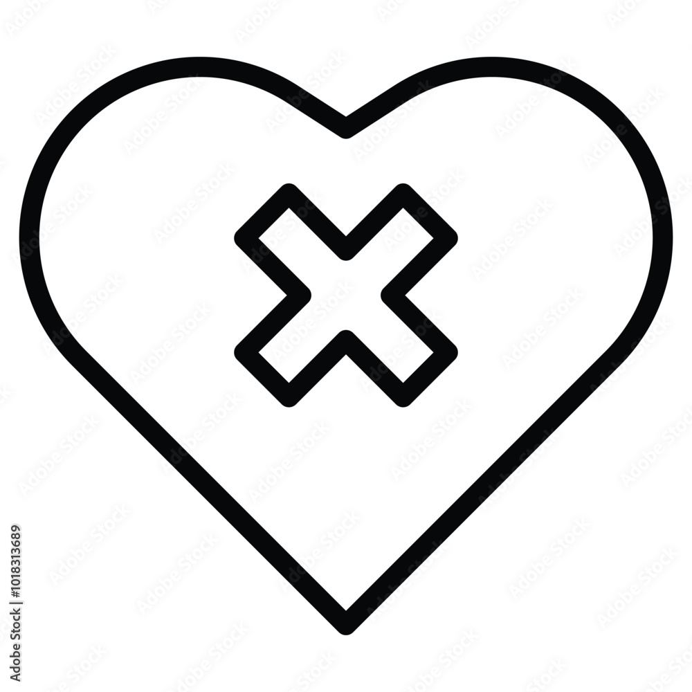 Obraz premium Loves Rejected Icon Outline Style. Editable Stroke Icon.