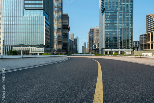 highways and the skyline of Hangzhou, China