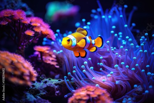 Colorful Clownfish Swimming in Vibrant Coral Reef