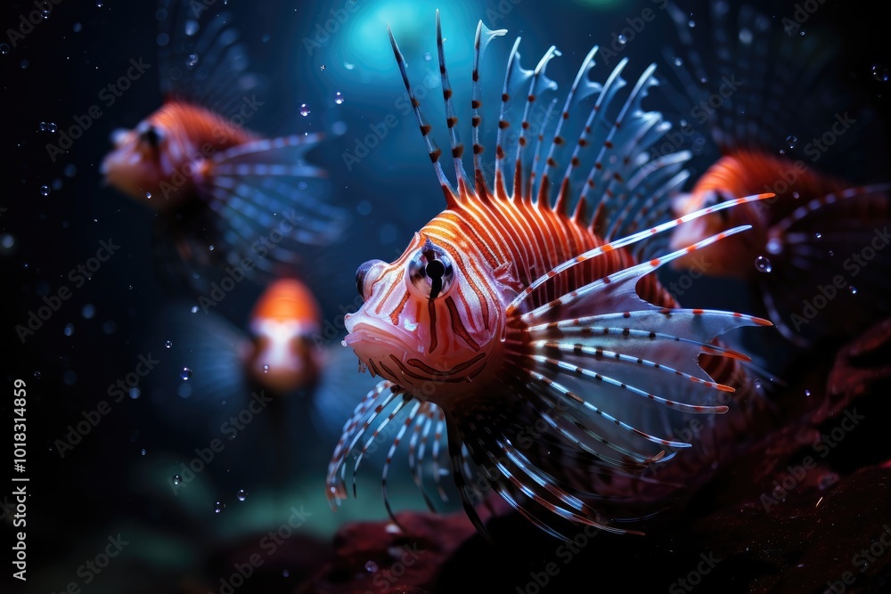 Majestic Lionfish in Vibrant Underwater Environment Majestic Lionfish in Vibrant Underwater Environment