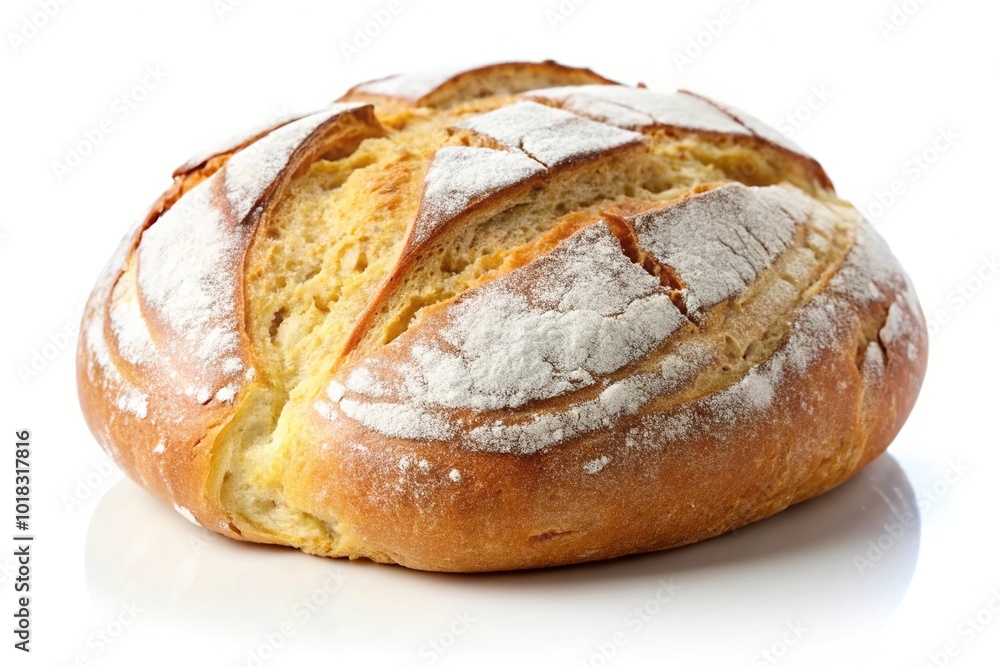 Freshly baked loaf of bread on white background Freshly baked loaf of bread on white background