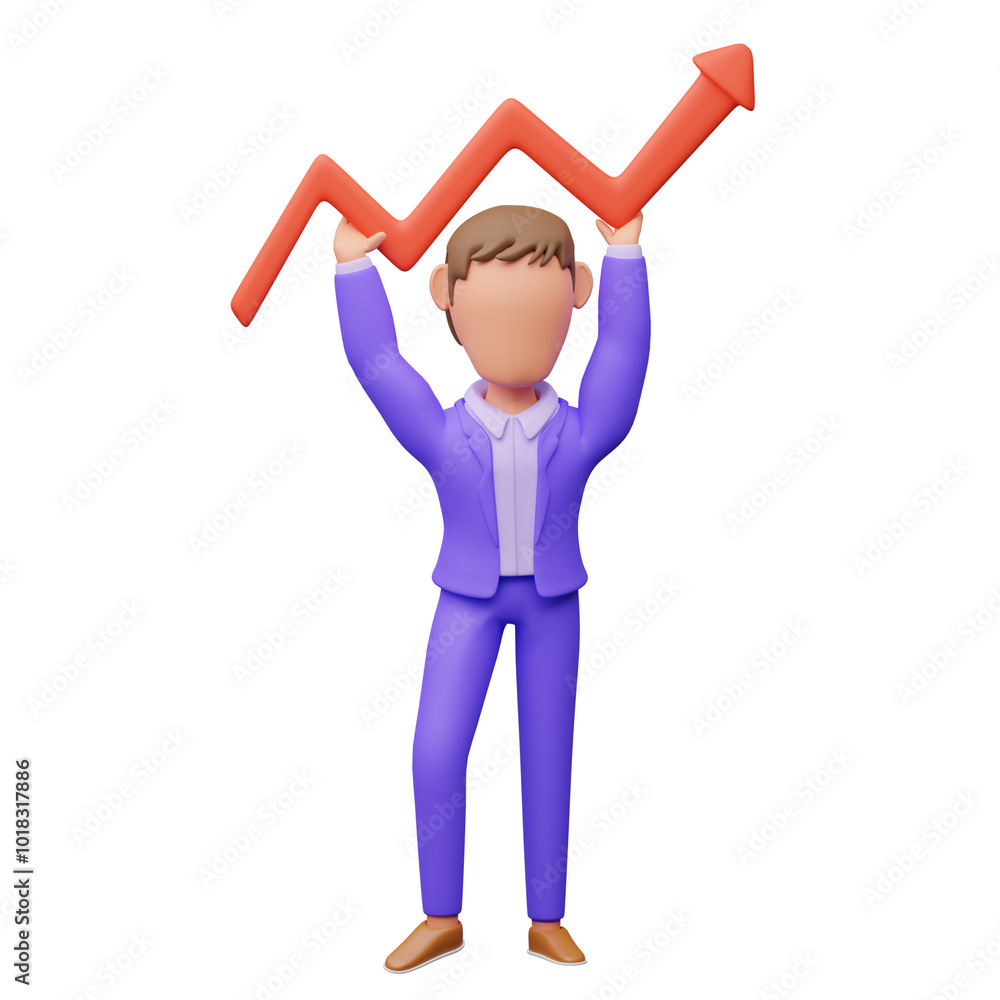 Businessman Holding Arrow Up 3d illustration Businessman Holding Arrow Up 3d illustration