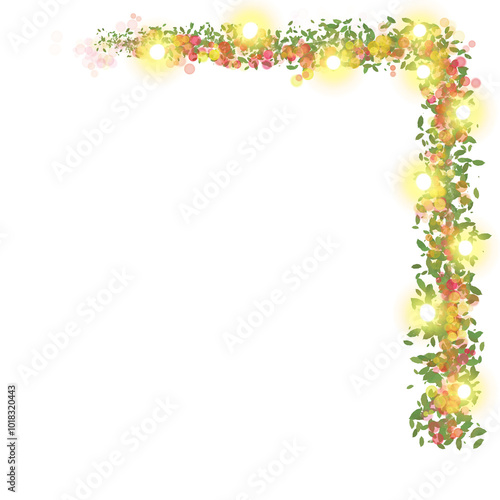 Christmas border with lights frame card decoration 