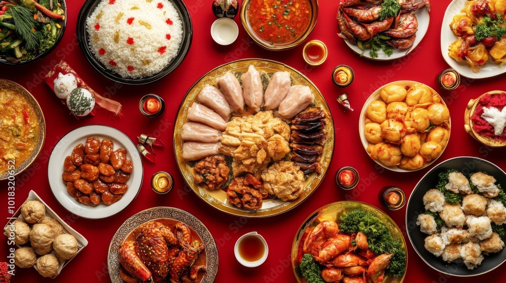 Chinese New Year Feast: A Table Spread of Traditional Delicacies Chinese New Year Feast: A Table Spread of Traditional Delicacies