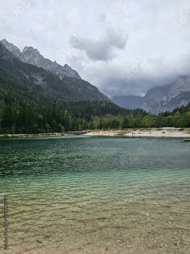lake and mountains in the summer