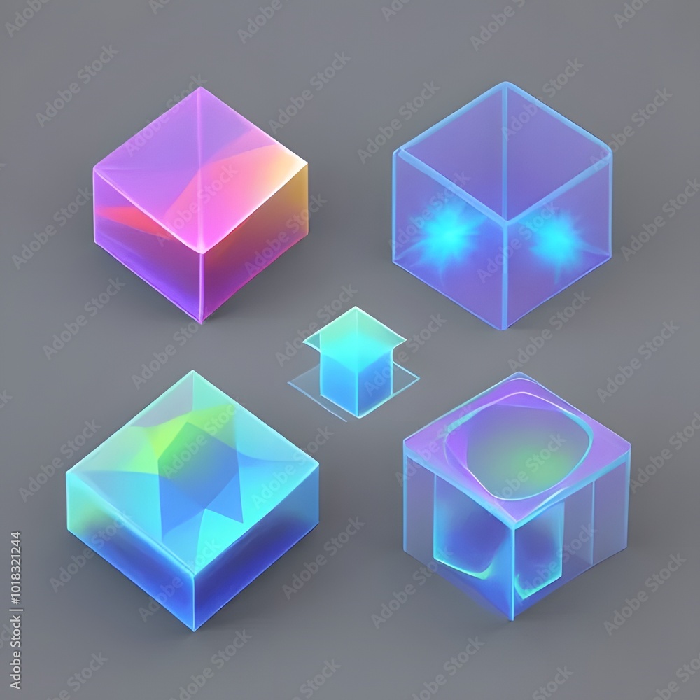 3d shapes glowing with bright holographic colors 3d shapes glowing with bright holographic colors