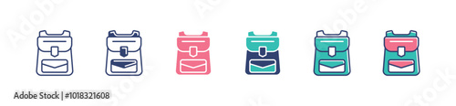 simple modern school backpack icon set study schoolbag vector illustration