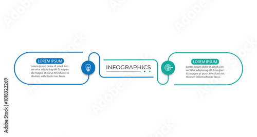 Vector Infographic label design template with icons and 2 options or steps.