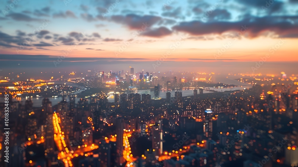 Fototapeta premium Majestic Cityscape at Dawn Symbolizing the Renewal of Daily Life and Embracing the Energy of New Beginnings
