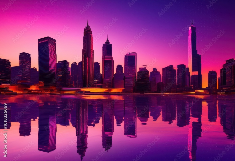impressive city skyline featuring sleek modern skyscrapers illuminated dusk light, aerial, architecture, backdrop, bright, building, cityscape, cloud impressive city skyline featuring sleek modern skyscrapers illuminated dusk light, aerial, architecture, backdrop, bright, building, cityscape, cloud
