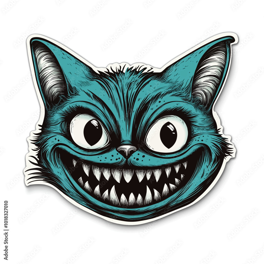 A sticker happy cat with smile vector A sticker happy cat with smile vector
