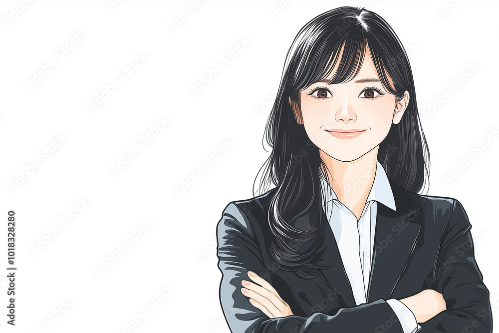 日本人の若いビジネスウーマンのイラスト 日本人の若いビジネスウーマンのイラスト
