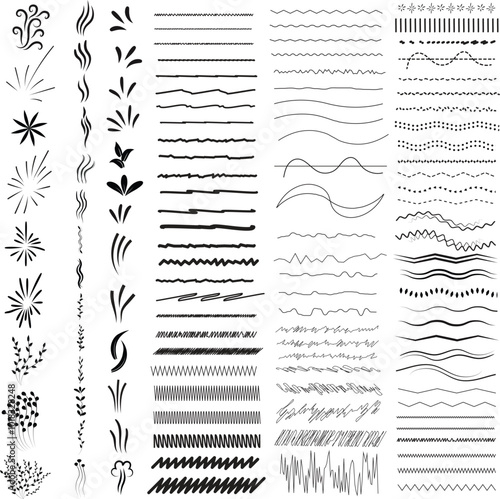 set of design elements hand-drawn underline icon set Divider frame design 