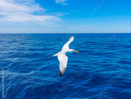 Bird above the ocean