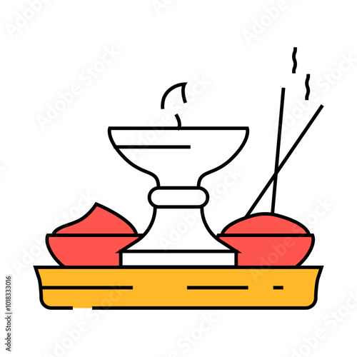 puja thali line icon vector. puja thali sign. isolated symbol illustration