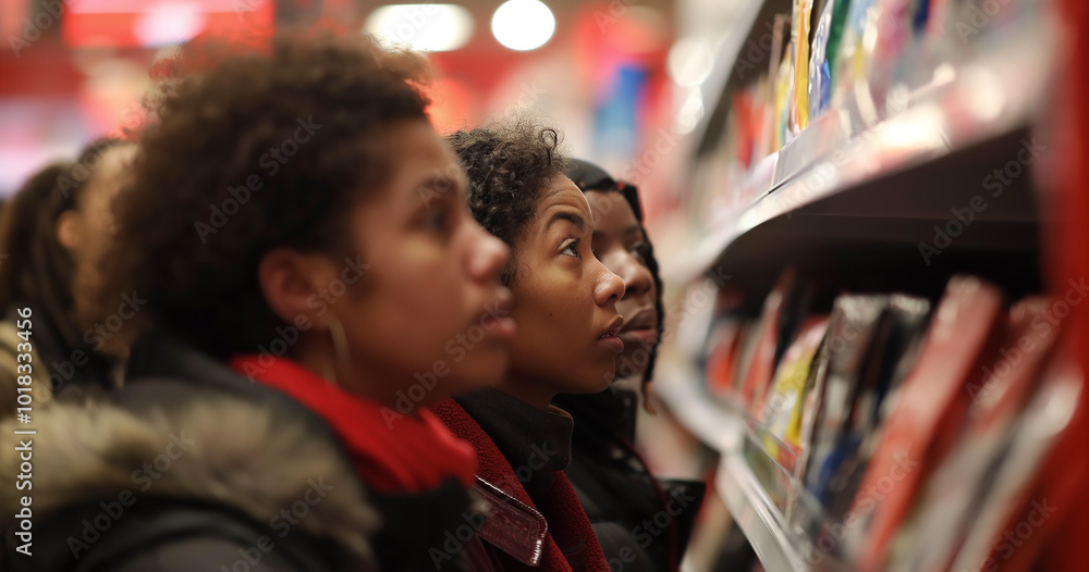 Two Women Browsing Grocery Store Aisle Two Women Browsing Grocery Store Aisle