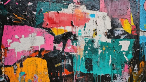 Vibrant Abstract Urban Graffiti Art with Bold Textures