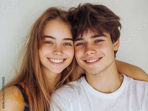 Cheerful couple of lesbian women in love at home