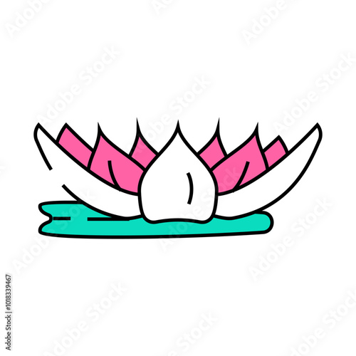 lotus flower god om line icon vector. lotus flower god om sign. isolated symbol illustration