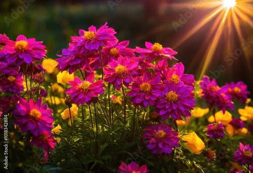 stunning macro view vibrant roadside flowers featuring palette colorful lush green intricate details captured bounty, blooms, petals, leaves, closeup