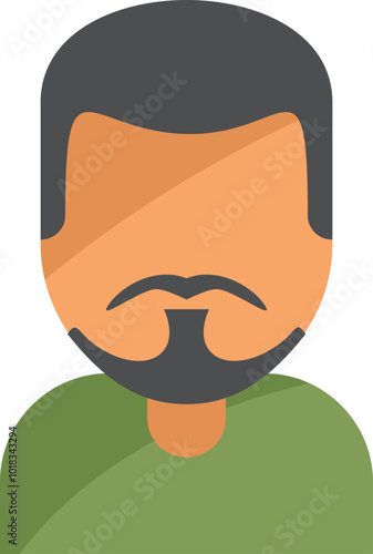Young man with a beard wearing a green t shirt showing a neutral facial expression