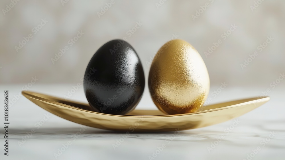Golden Easter eggs on white background Golden Easter eggs on white background