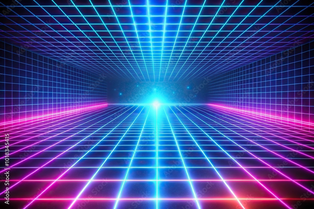 futuristic glowing grid with neon lights POV futuristic glowing grid with neon lights POV