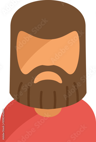 Cartoon man with a beard is frowning with a disgruntled expression on his face