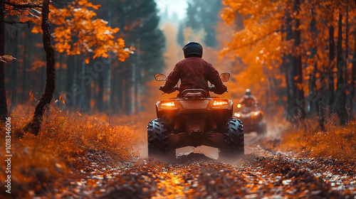 Wallpaper Mural Adventurous ATV ride through autumn forest trails with vibrant colors
 Torontodigital.ca