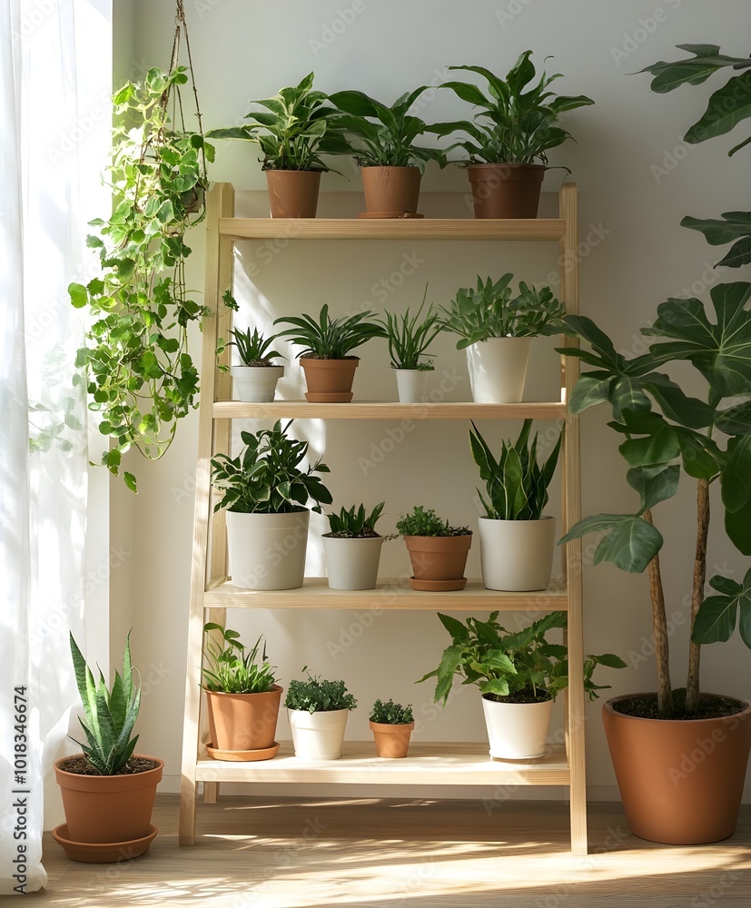 Bright minimalist home office with plants Bright minimalist home office with plants