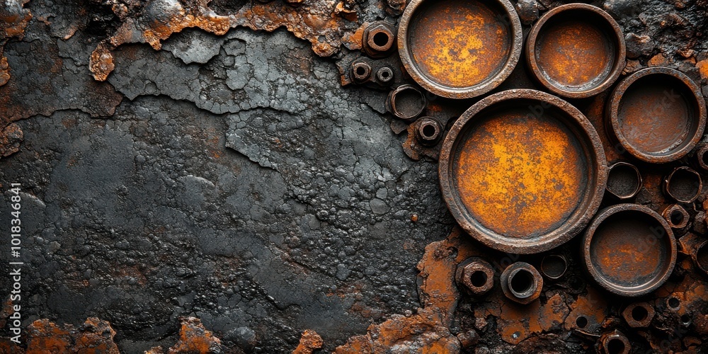 Rusty Metal Texture With Circular Shapes And Nuts Rusty Metal Texture With Circular Shapes And Nuts