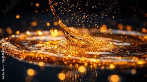 Fototapeta Naklejka Na Ścianę i Meble -  Falling Olive Oil Droplets in Mid Air