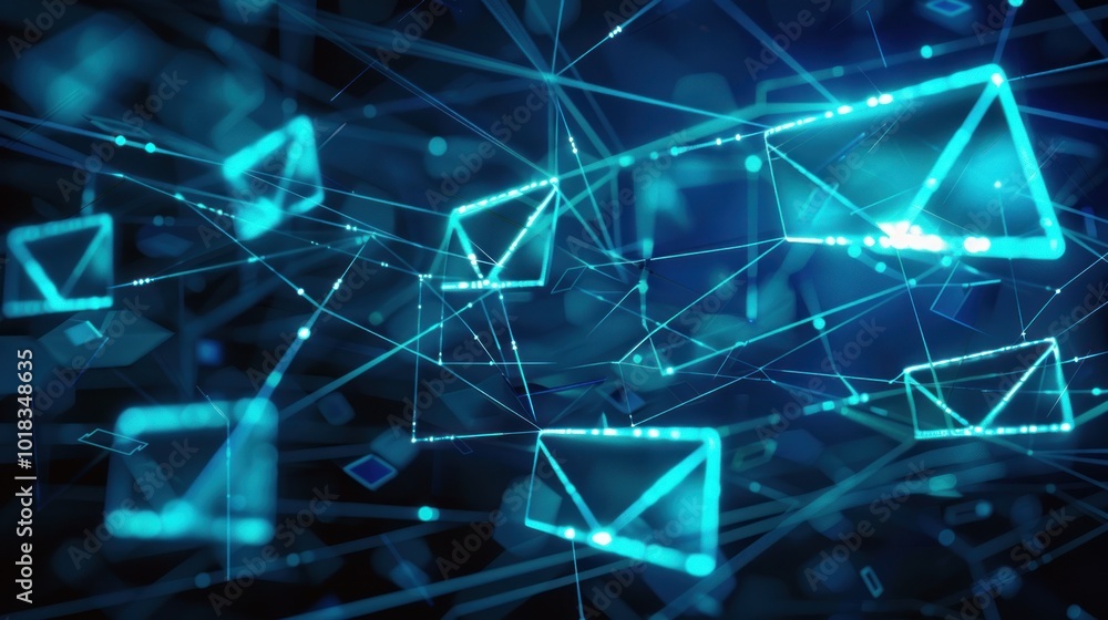 Abstract Digital Network of Blue Envelopes Abstract Digital Network of Blue Envelopes