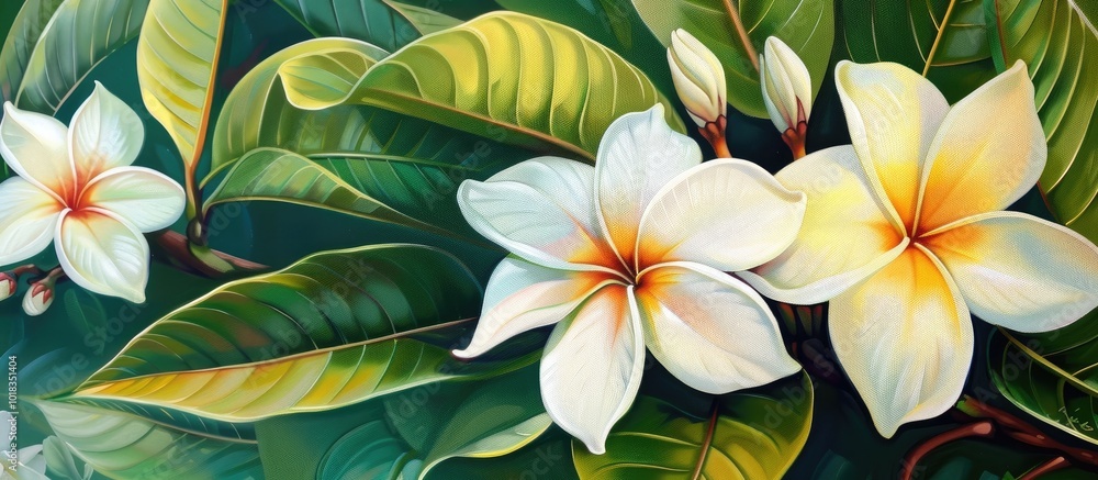 Plumeria Blooms in the Garden Plumeria Blooms in the Garden