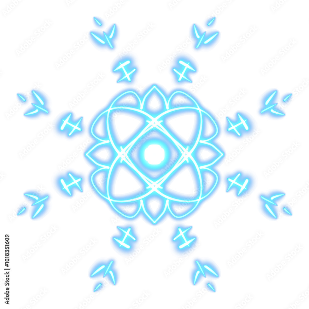 Snowflake blue Neon lights illustration for Christmas decorations Snowflake blue Neon lights illustration for Christmas decorations
