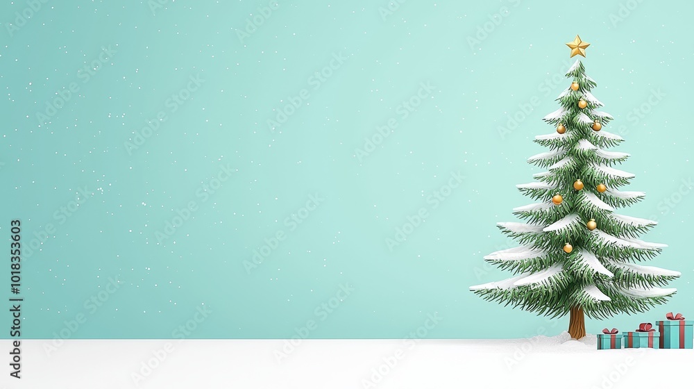 Large Snowy Christmas Tree Design with Presents Large Snowy Christmas Tree Design with Presents