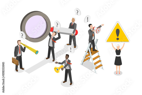 3D Isometric Flat Illustration of Human Resources, Recruitment Specialists