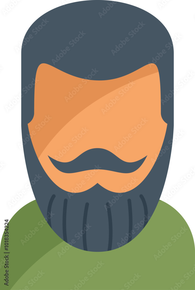 Minimalist avatar of a man with beard and mustache is smiling on white background Minimalist avatar of a man with beard and mustache is smiling on white background