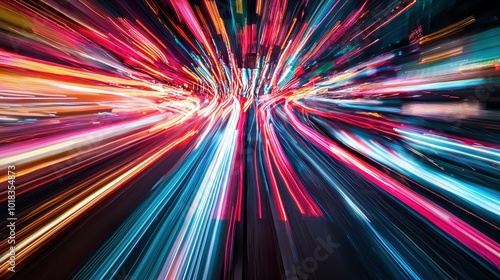 Wallpaper Mural Dynamic Light Trails in Vibrant Urban Nightscape Capturing Motion and Energy of City Life Torontodigital.ca