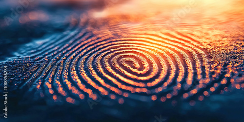 A close up of a fingerprint with a blue background