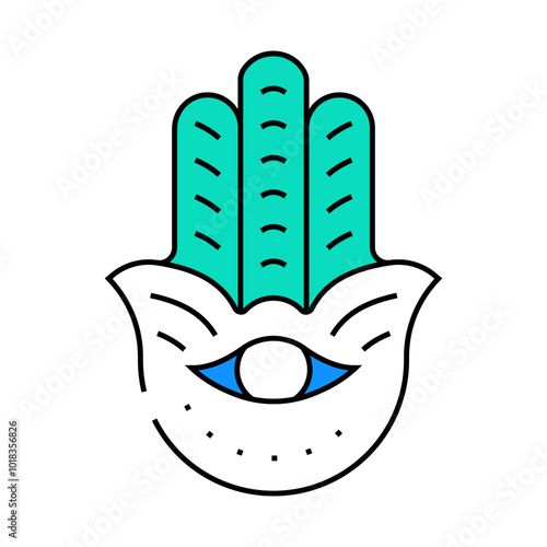hamsa hand jewish line icon vector. hamsa hand jewish sign. isolated symbol illustration