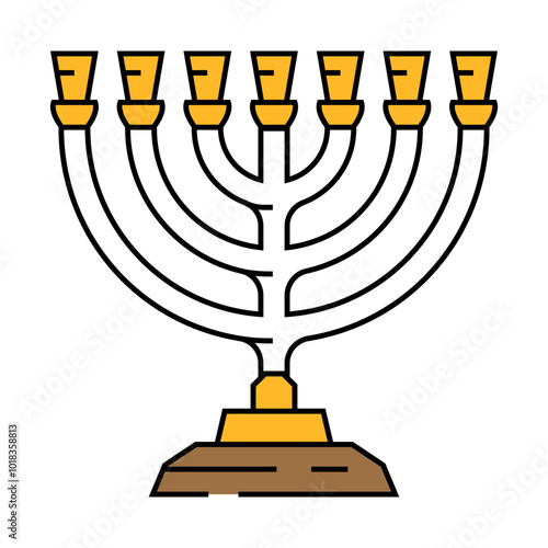 menorah jewish line icon vector. menorah jewish sign. isolated symbol illustration